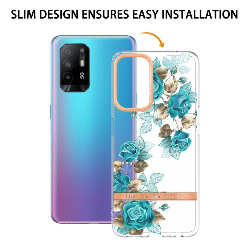 Kuori Oppo A94 5G Saumattomat Siniset Kukat