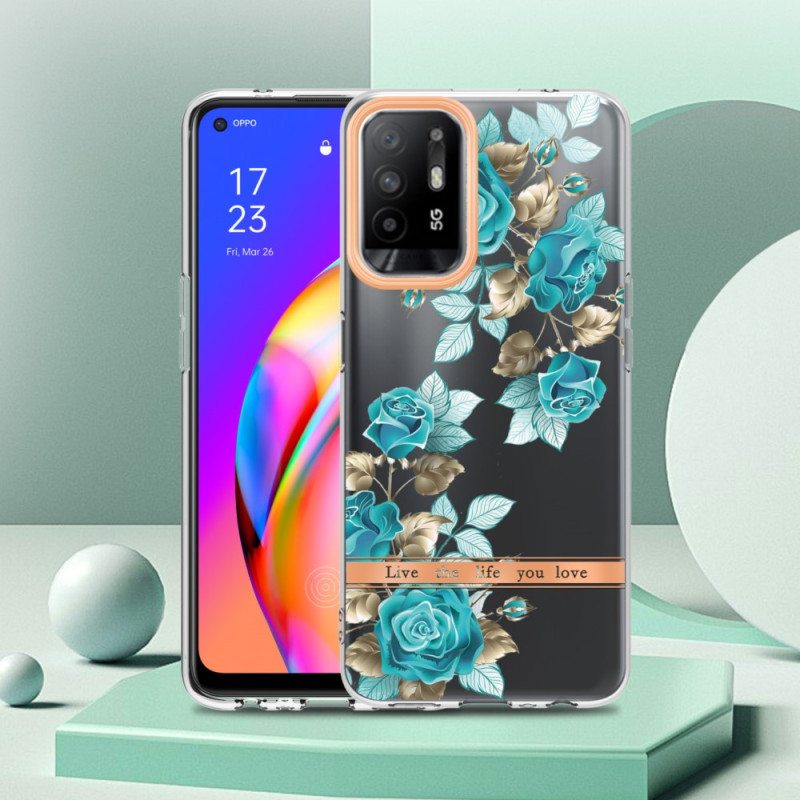 Kuori Oppo A94 5G Saumattomat Siniset Kukat