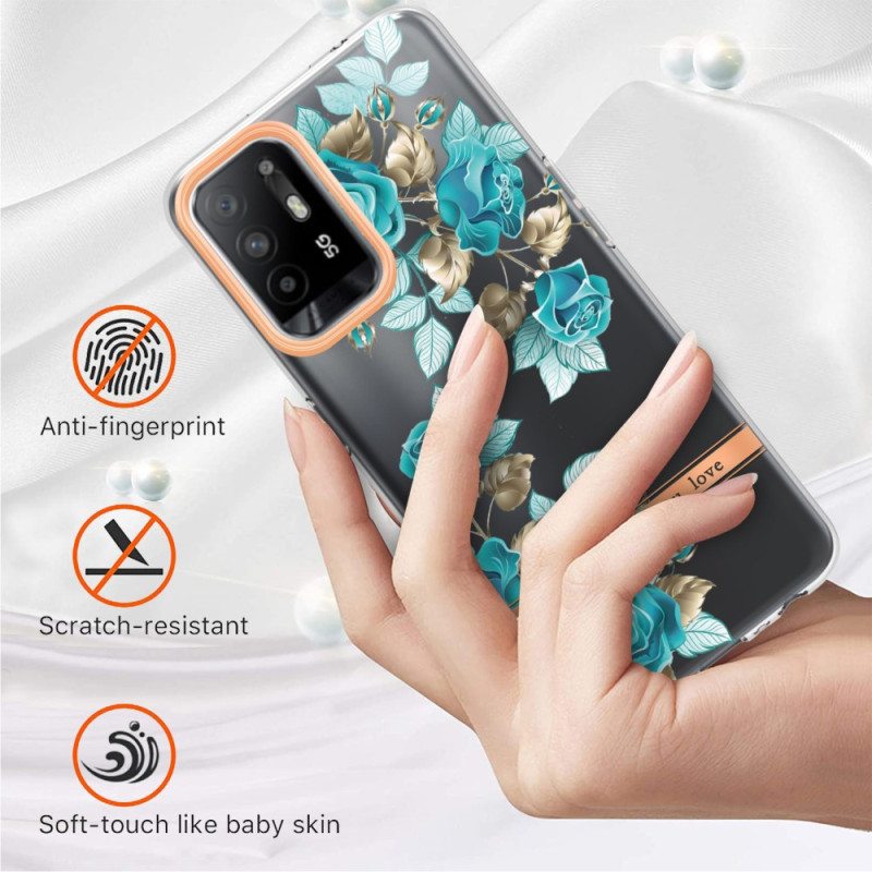 Kuori Oppo A94 5G Saumattomat Siniset Kukat