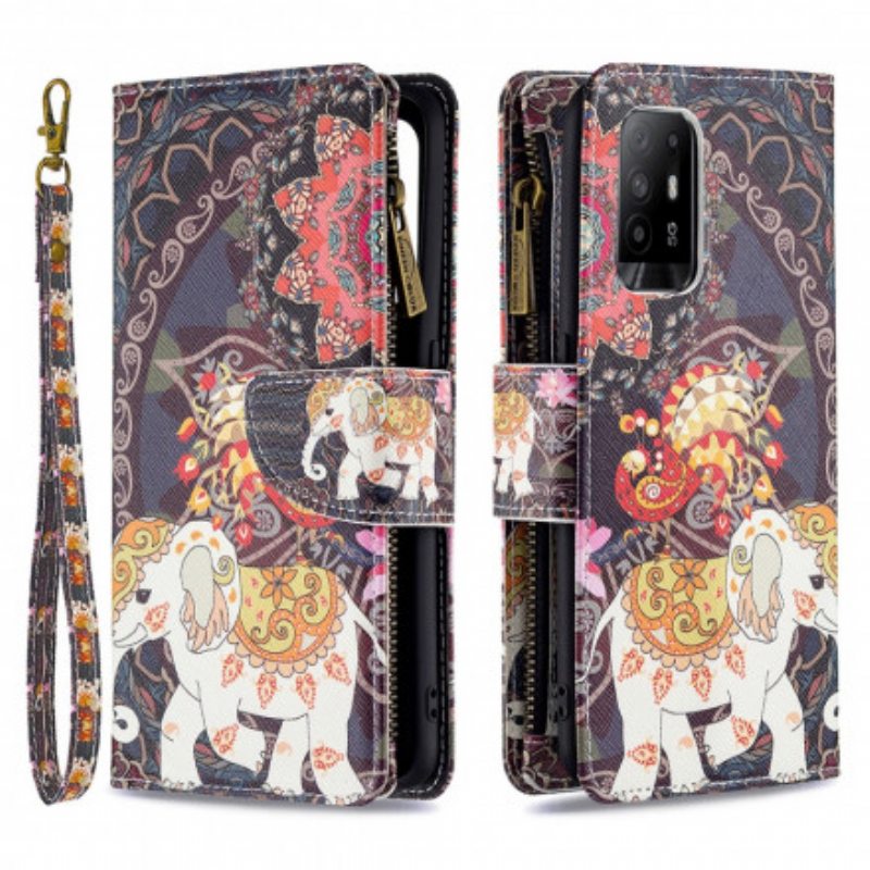 Nahkakotelo Oppo A94 5G Elephant Vetoketjullinen Tasku