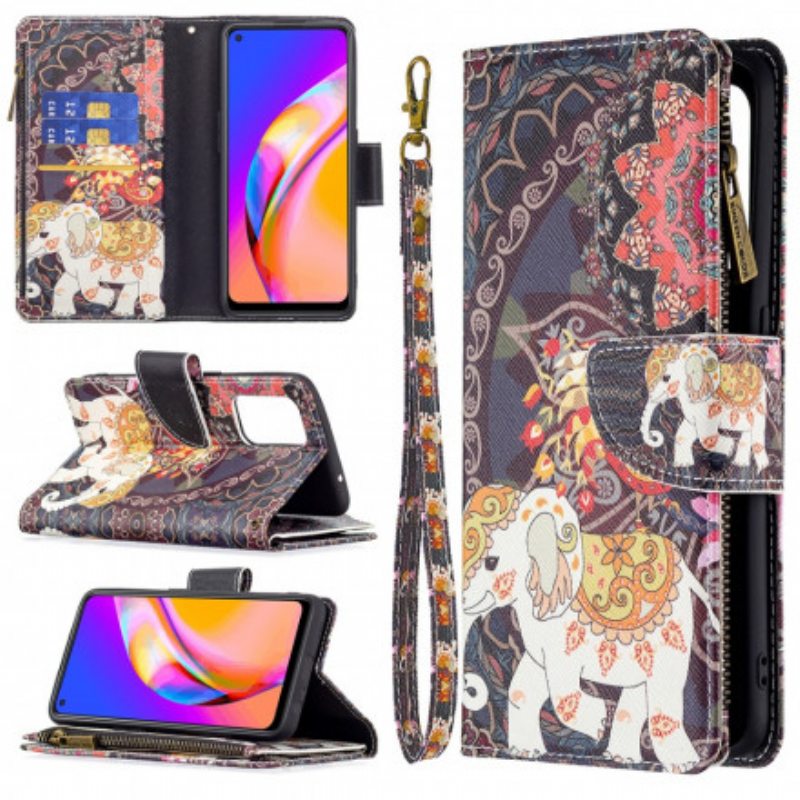 Nahkakotelo Oppo A94 5G Elephant Vetoketjullinen Tasku