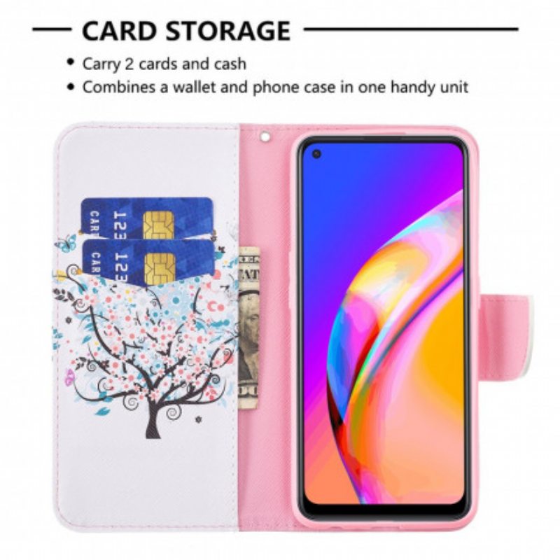 Nahkakotelo Oppo A94 5G Kukkiva Puu