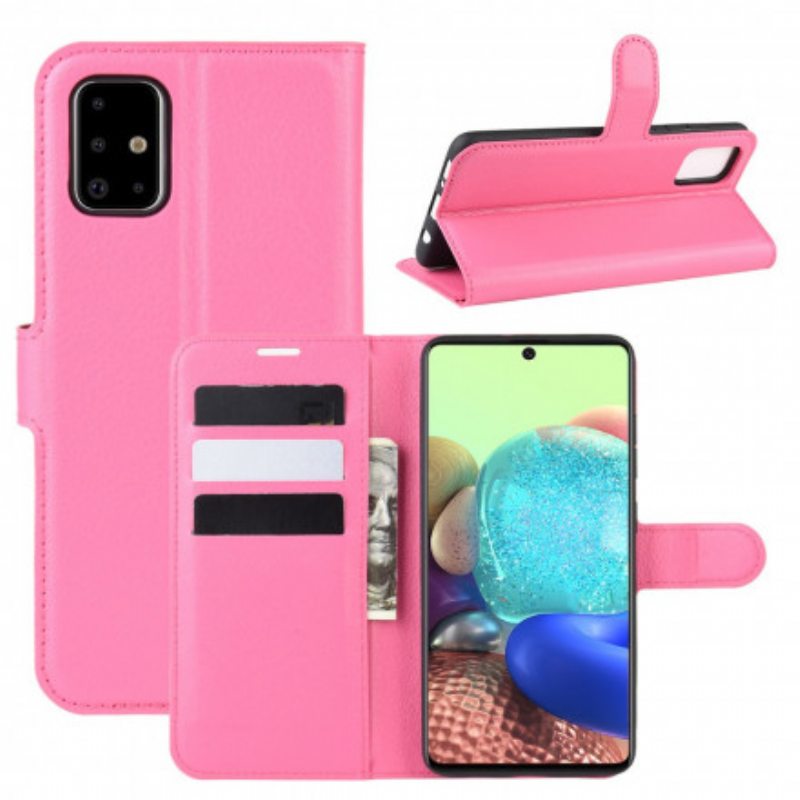 Flip Case Samsung Galaxy A71 5G Klassinen Litsi-nahkaefekti