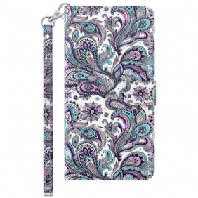 Flip Case Samsung Galaxy S23 Plus 5G Suojaketju Kuori Strappy Paisley -kuvio