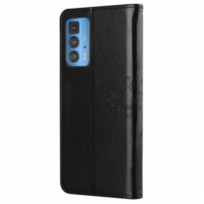 Flip Case Motorola Edge 20 Pro Suojaketju Kuori Tangapuu Ja Pöllöt