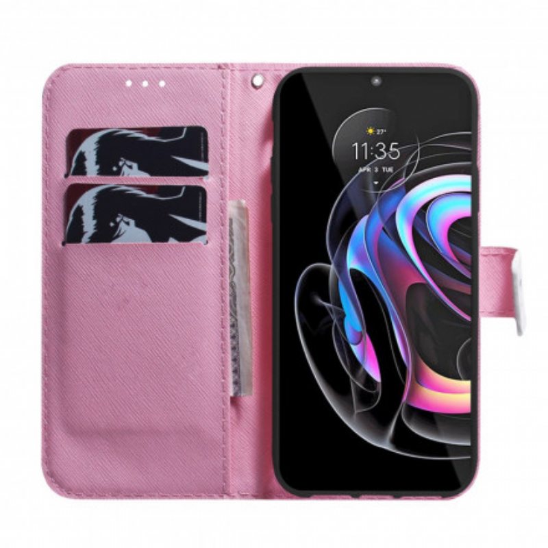 Kotelot Motorola Edge 20 Pro Flower Dusty Pink