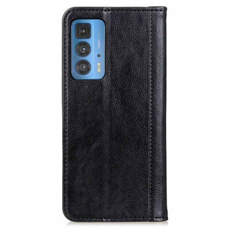 Puhelinkuoret Motorola Edge 20 Pro Kotelot Flip Litchi Split Leather -versio