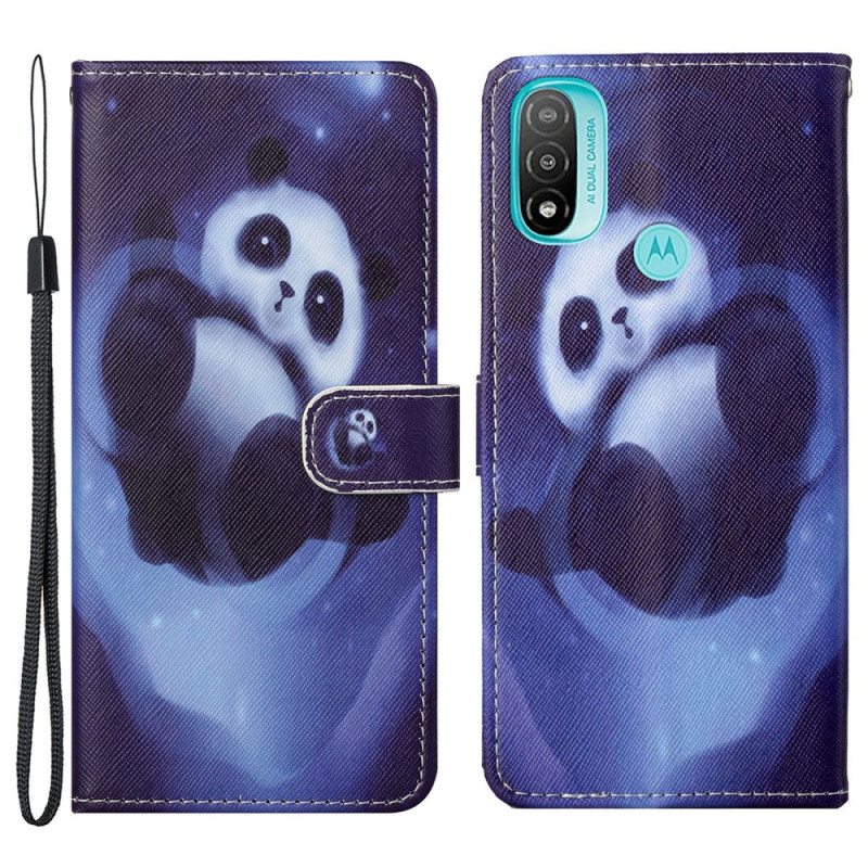 Kotelot Moto G71 5G Suojaketju Kuori Panda Space Kaulanauhalla