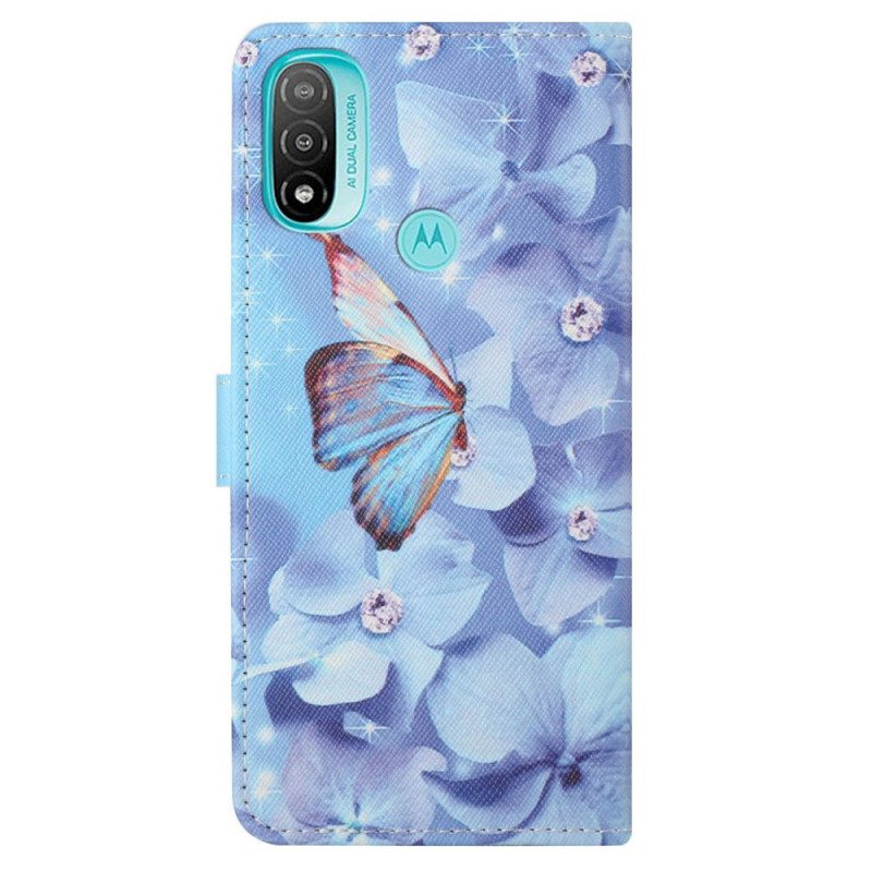 Kotelot Moto G71 5G Suojaketju Kuori Strappy Diamond Perhoset