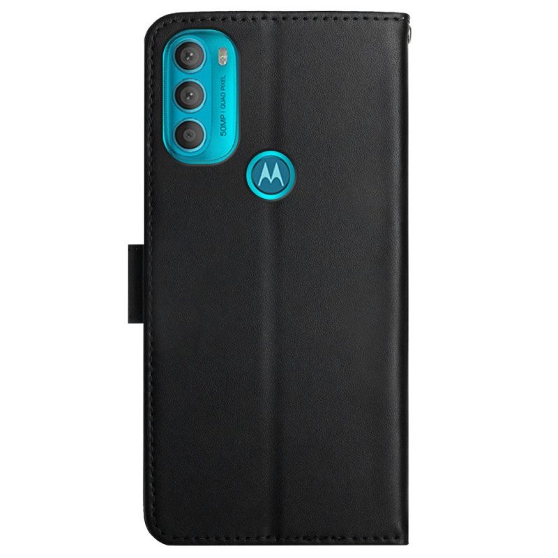 Nahkakotelo Moto G71 5G Aitoa Nappan Nahkaa