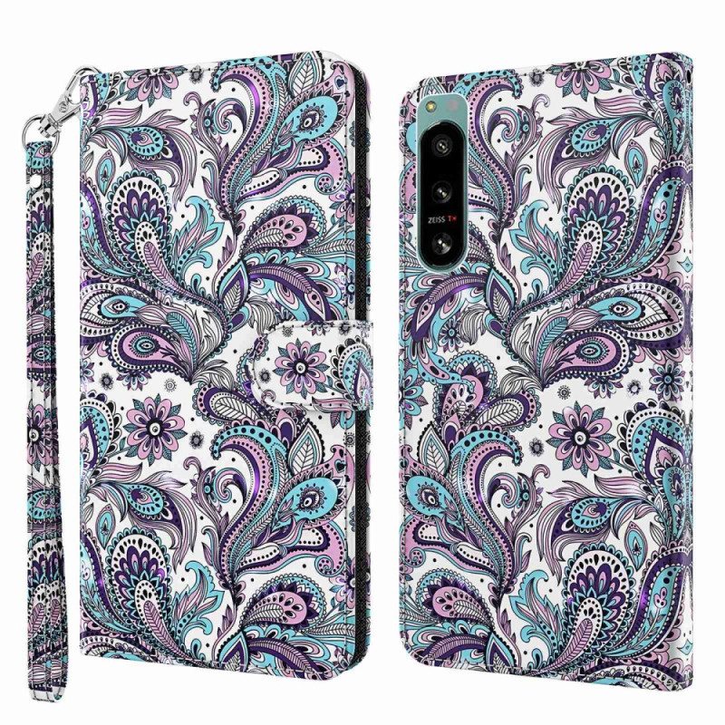 Kotelot Sony Xperia 5 IV Suojaketju Kuori Strappy Paisley -kuvio