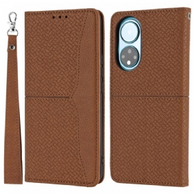 Flip Case Huawei Nova 9 Pro Suojaketju Kuori Strappy Woven Leather Style