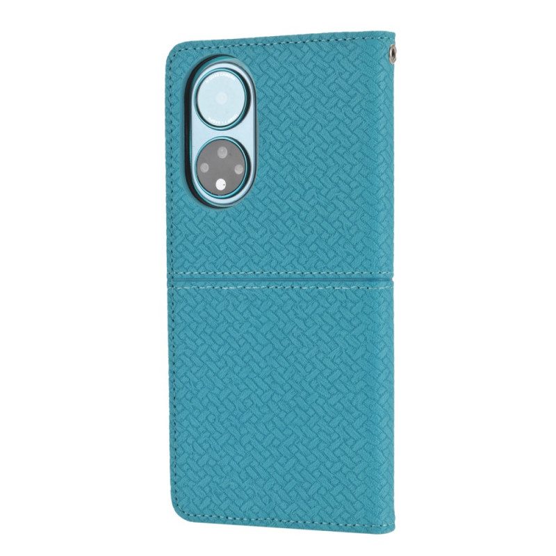 Flip Case Huawei Nova 9 Pro Suojaketju Kuori Strappy Woven Leather Style