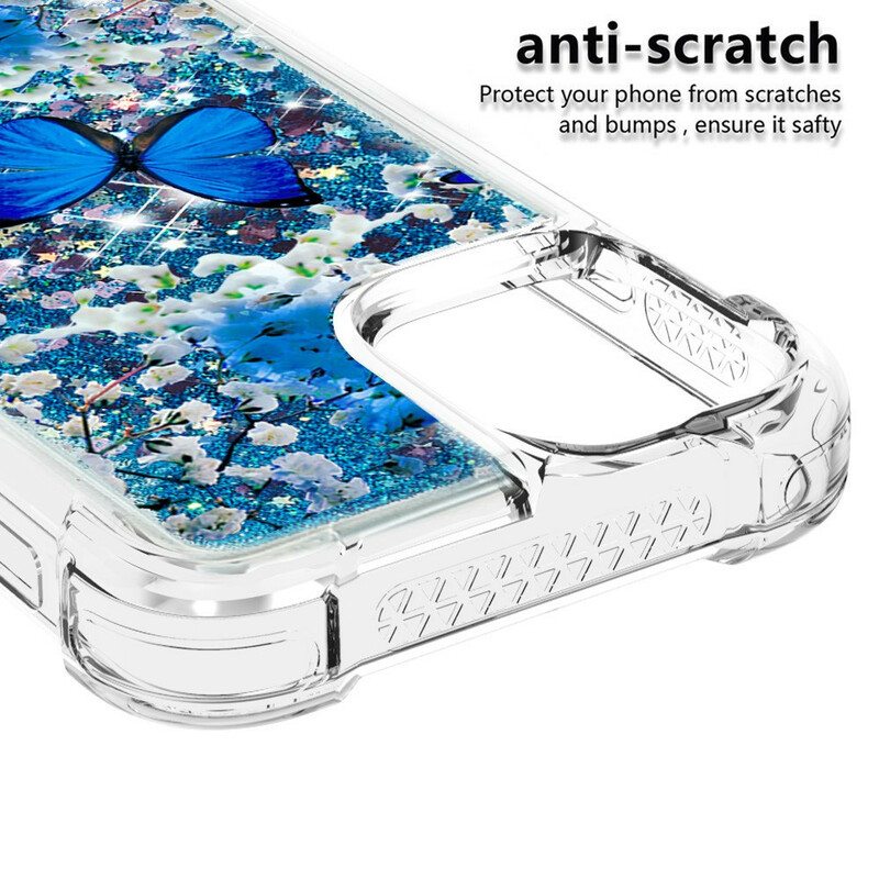 Case iPhone 13 Mini Glitter Blue Perhoset