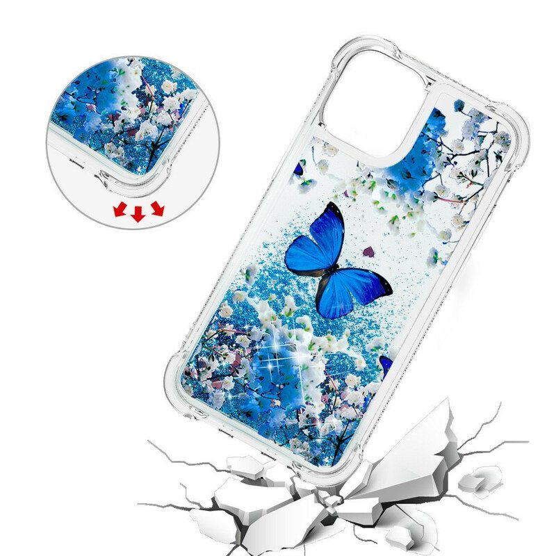 Case iPhone 13 Mini Glitter Blue Perhoset