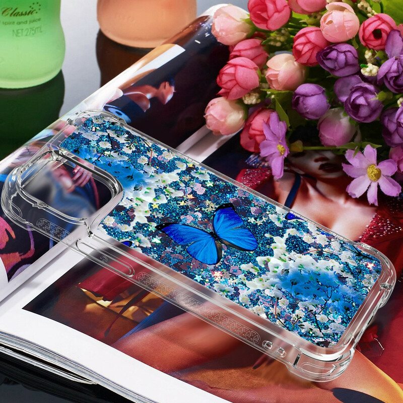 Case iPhone 13 Mini Glitter Blue Perhoset