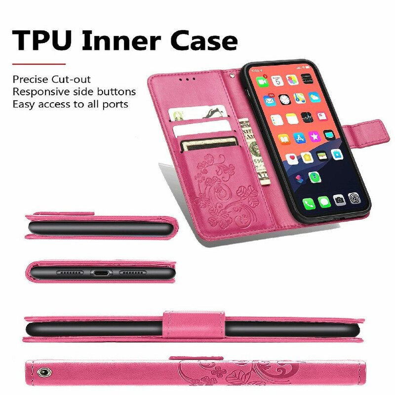 Flip Case iPhone 13 Mini Suojaketju Kuori Perhoset Ja Kukat -hihna