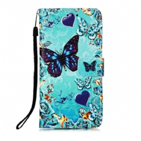 Kotelot iPhone 13 Mini Suojaketju Kuori Love Butterflies Strappy