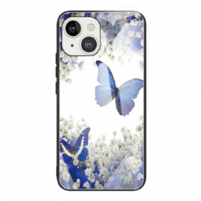 Kuori iPhone 13 Mini Butterflies Design Karkaistu Lasi