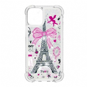 Kuori iPhone 13 Mini Eiffel-tornin Paljetteja