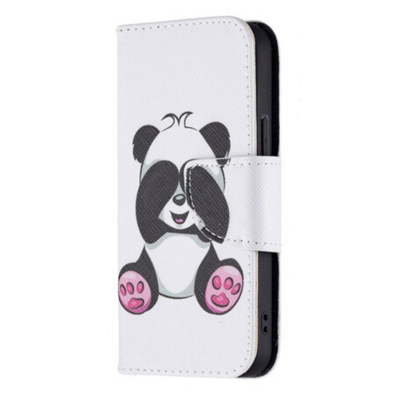 Nahkakotelo iPhone 13 Mini Panda Hauskaa