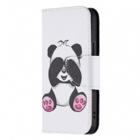 Nahkakotelo iPhone 13 Mini Panda Hauskaa