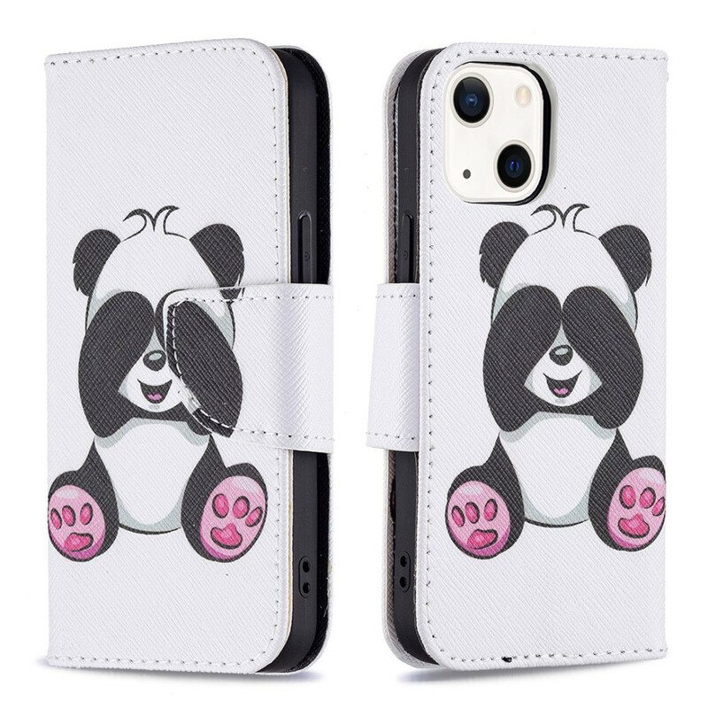 Nahkakotelo iPhone 13 Mini Panda Hauskaa