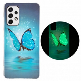 Case Samsung Galaxy A33 5G Fluoresoiva Sininen Perhonen