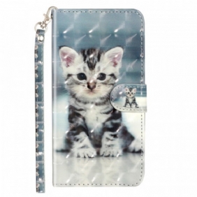 Flip Case Samsung Galaxy A33 5G Suojaketju Kuori Strappy Kitten