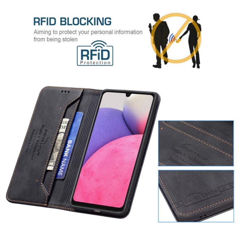 Puhelinkuoret Samsung Galaxy A33 5G Kotelot Flip Rfid Ompelu Binfen Color