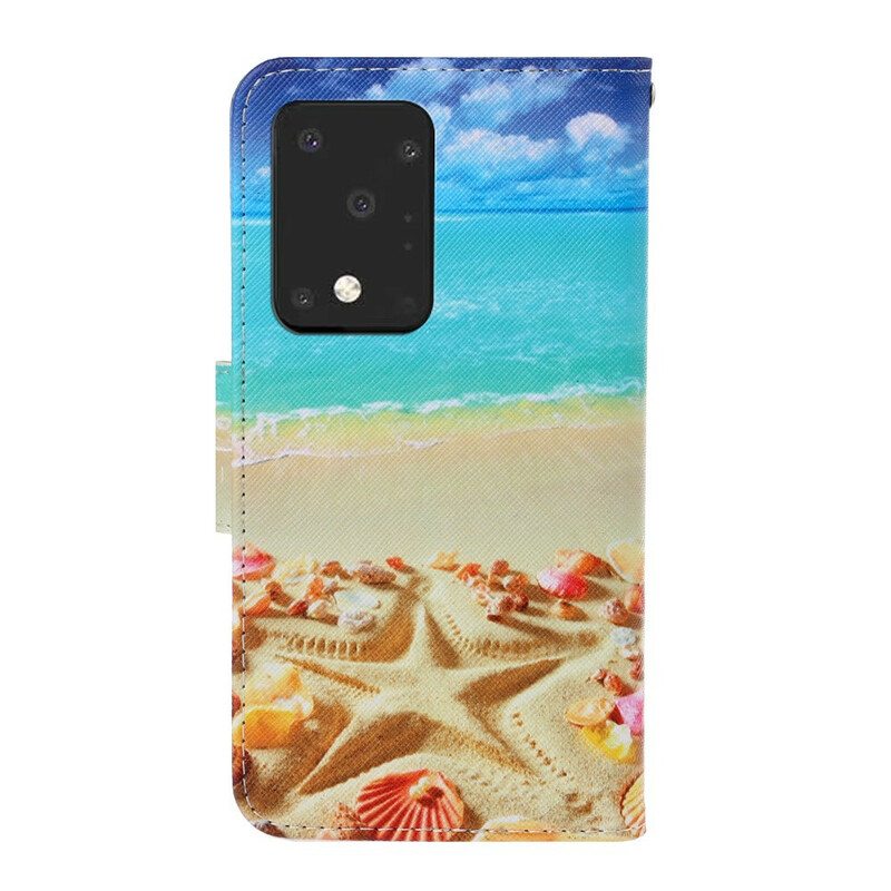 Flip Case Samsung Galaxy S20 Ultra Suojaketju Kuori Lanyard Beach