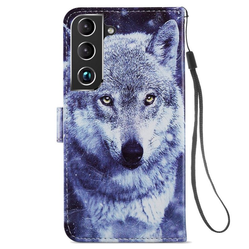 Flip Case Samsung Galaxy S22 5G Upea Wolves Kaulanauhalla