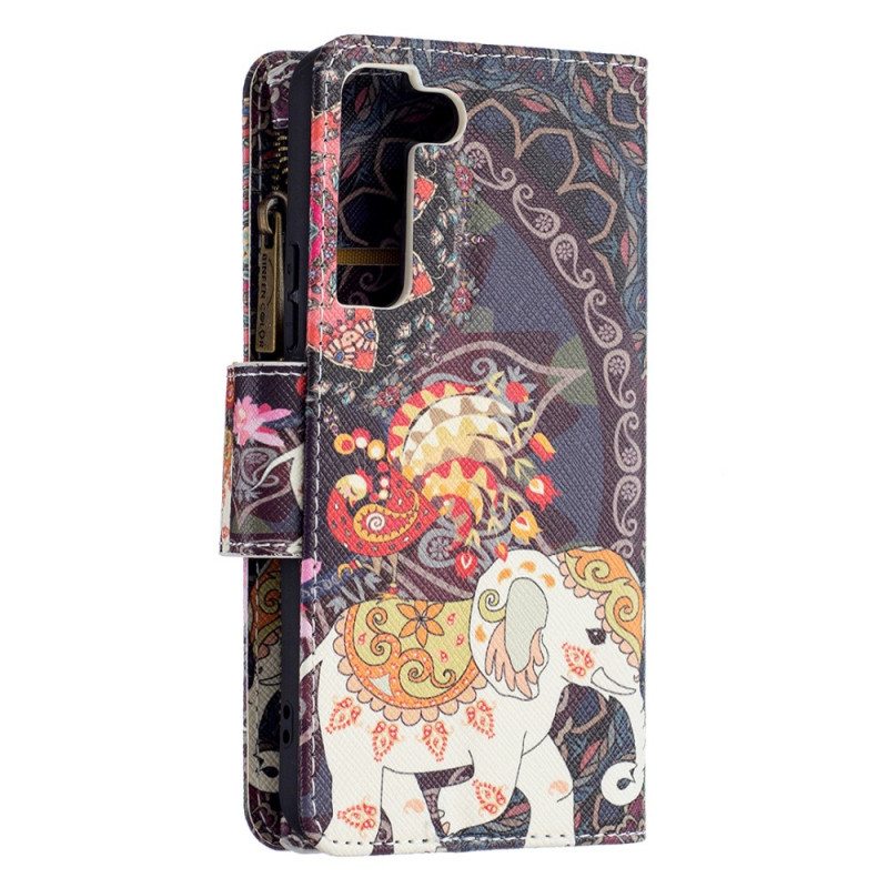 Kotelot Samsung Galaxy S22 5G Elephant Vetoketjullinen Tasku