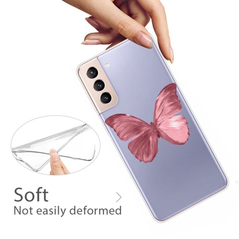 Kuori Samsung Galaxy S22 5G Pinkki Butterfly-letku