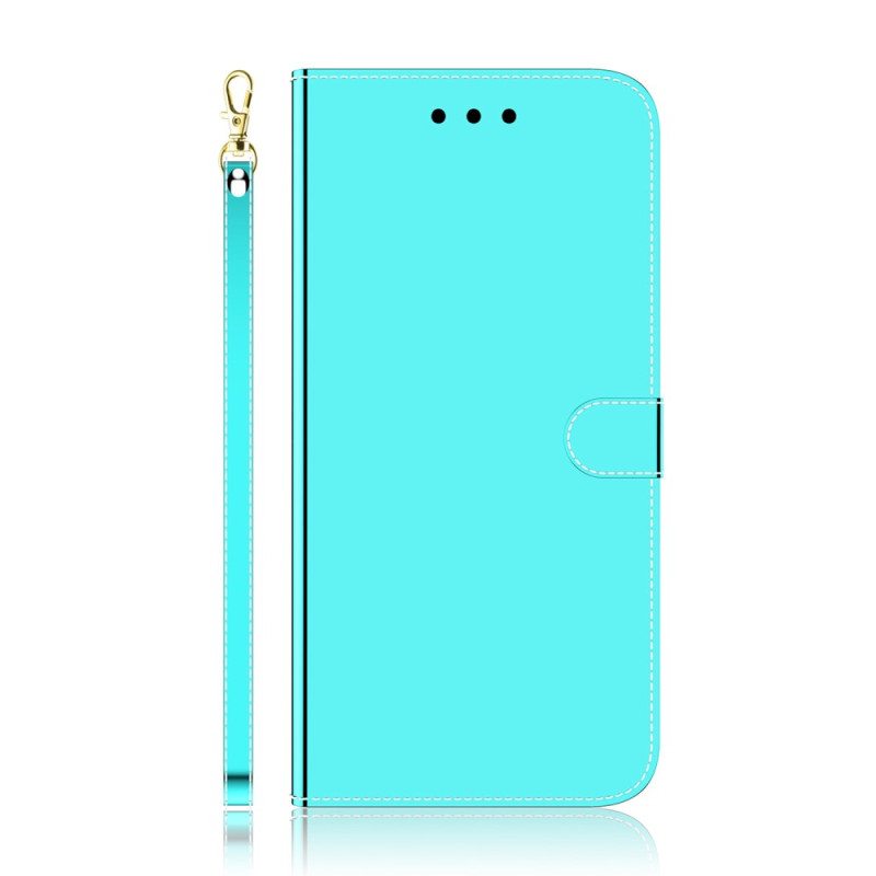 Flip Case Oppo Reno 8 Lite Keinopeilinahka Hihnalla