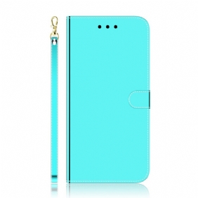 Flip Case Oppo Reno 8 Lite Keinopeilinahka Hihnalla