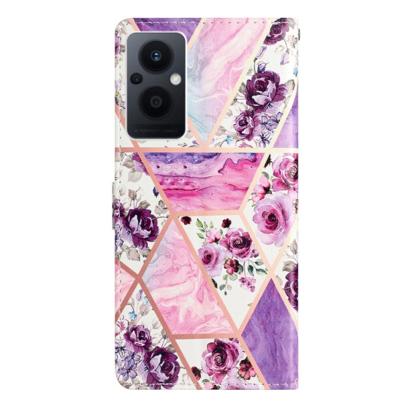 Nahkakotelo Oppo Reno 8 Lite Suojaketju Kuori Strip Marble