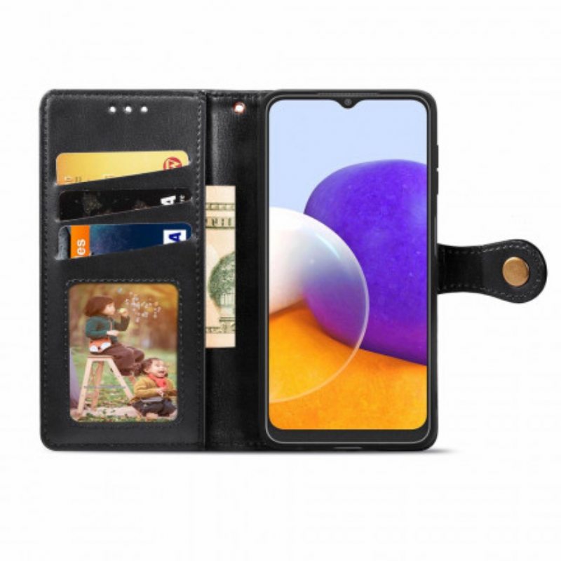 Flip Case Samsung Galaxy A22 Keinonahkaa Ja Vintage-lukko