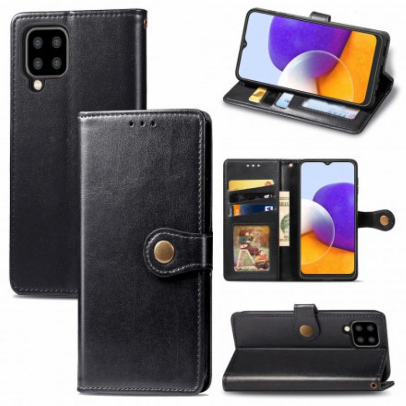 Flip Case Samsung Galaxy A22 Keinonahkaa Ja Vintage-lukko