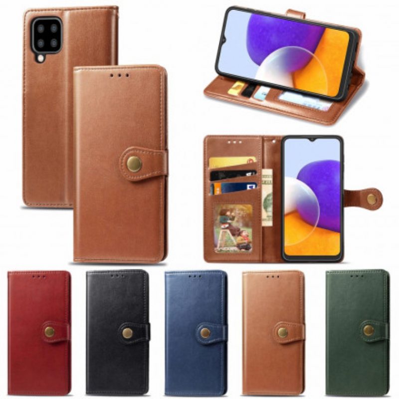 Flip Case Samsung Galaxy A22 Keinonahkaa Ja Vintage-lukko