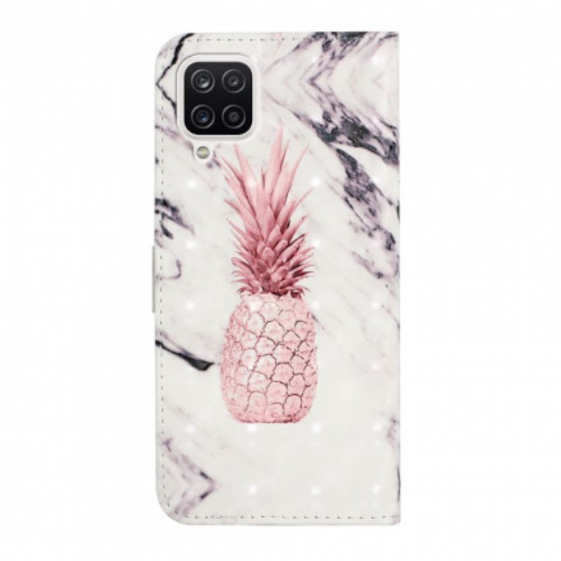 Flip Case Samsung Galaxy A22 Vaaleatäpläinen Ananas