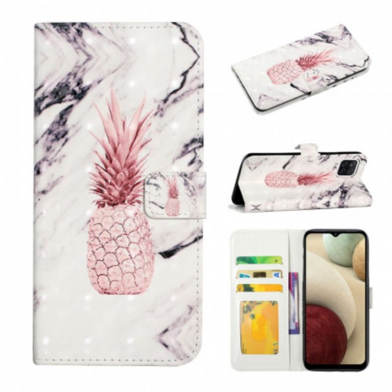 Flip Case Samsung Galaxy A22 Vaaleatäpläinen Ananas