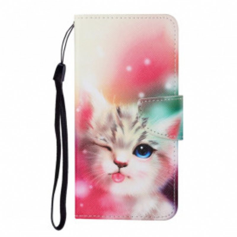 Kotelot Samsung Galaxy A22 Cutie Cat Kaulanauhalla