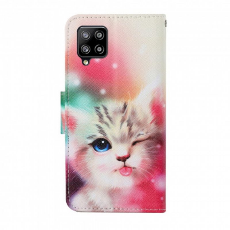 Kotelot Samsung Galaxy A22 Cutie Cat Kaulanauhalla