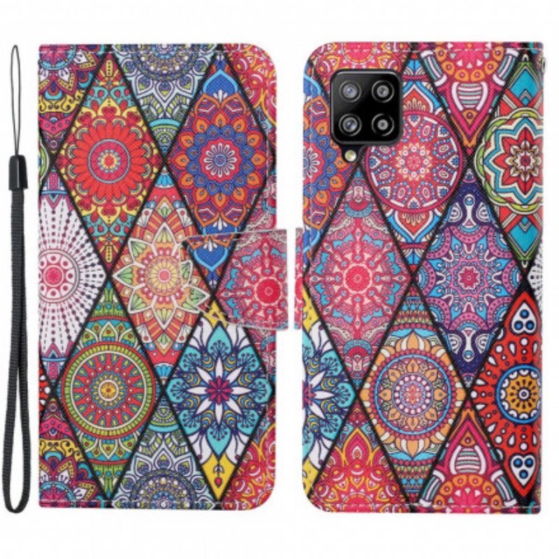 Kotelot Samsung Galaxy A22 Patchwork Kaulanauhalla