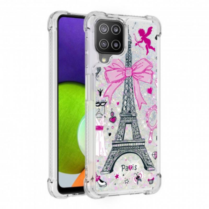 Kuori Samsung Galaxy A22 Eiffel-tornin Paljetteja