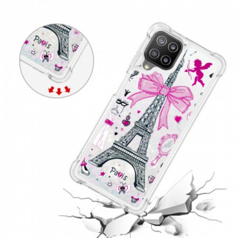 Kuori Samsung Galaxy A22 Eiffel-tornin Paljetteja