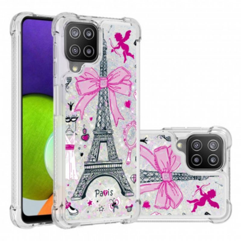 Kuori Samsung Galaxy A22 Eiffel-tornin Paljetteja