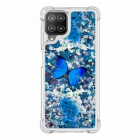 Kuori Samsung Galaxy A22 Glitter Blue Perhoset