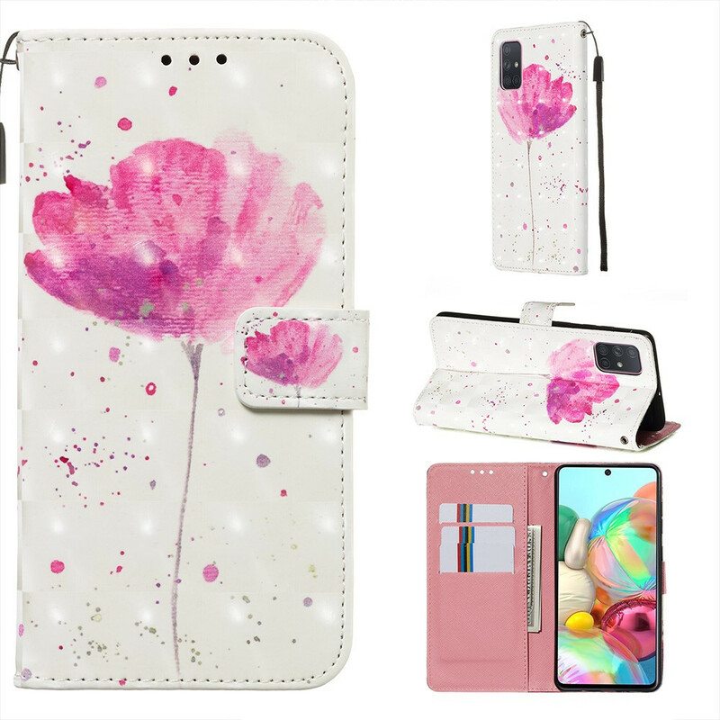 Kuori Flip Case Samsung Galaxy A71 Akvarelli Unikko